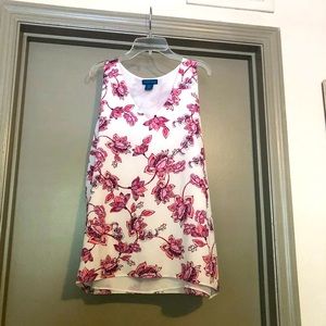 Pink and White Floral Sleeveless Top